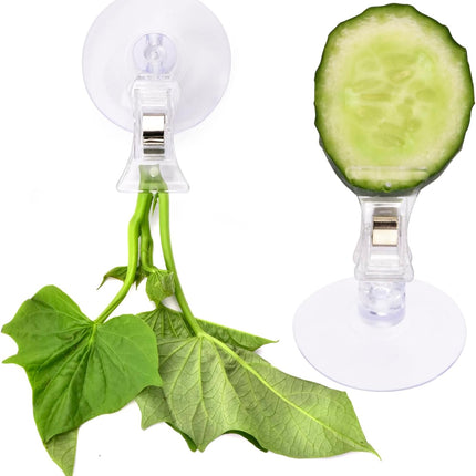 12Pcs Veggie Clips Aquarium Seaweed Clips Fish Food Holder Wide Mouth Clips Plants Suction Cups Algae Clips for Freshwater and Marine Fish Tank (Plastic).