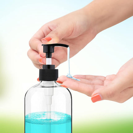 Empty Plastic Pump Bottles Dispenser 4 Pack 16oz/500ml Portable Clear BPA-Free Cylinder Shampoo Loti Hand Pump Bottle Durable Refillable Ctainers.