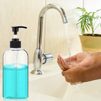 Empty Plastic Pump Bottles Dispenser 4 Pack 16oz/500ml Portable Clear BPA-Free Cylinder Shampoo Loti Hand Pump Bottle Durable Refillable Ctainers.