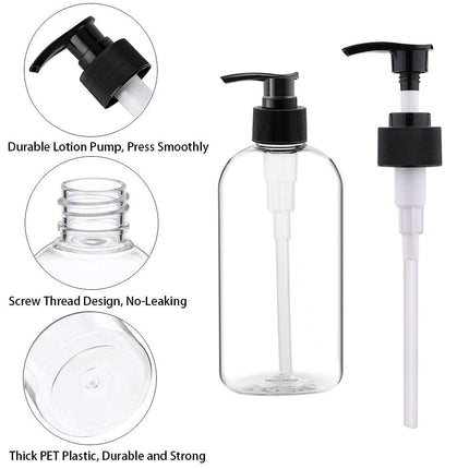 Empty Plastic Pump Bottles Dispenser 4 Pack 16oz/500ml Portable Clear BPA-Free Cylinder Shampoo Loti Hand Pump Bottle Durable Refillable Ctainers.