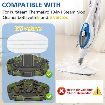 6 Pack Replacement Steam Mop Pads Compatible for PurSteam ThermaPro 10-in-1.