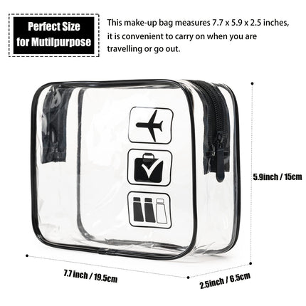MODENGKGJIAN TSA Approved Toiletry Bag, 3 Pcs Clear Toiletries Bags Quart Size Travel Makeup Cosmetic Bag for Women Men, Carry  Airport Airline Compliant Bag (Black).