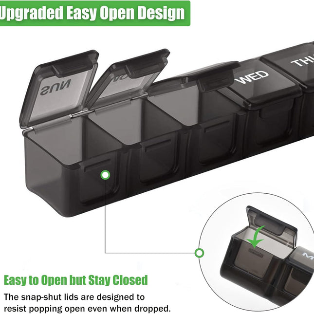 7 Pack TSA Approved Travel Luggage Tag and 2 Pack Weekly Pill Organizer.