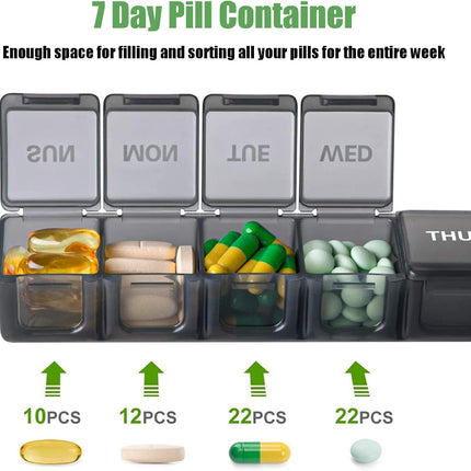 7 Pack TSA Approved Travel Luggage Tag and 2 Pack Weekly Pill Organizer.