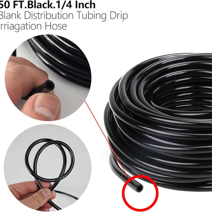 50 Feet Blank Distribution Tubing Irrigation Drip Hose, 1/4 Inch Drip Line.