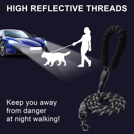 2 Pack Dog Leash, 4/5//6 FT Heavy Duty Nyl Rope Pet Leashes with Comfortable Padded Handle, Reflective Dog Leashes for Small Medium and Large Dogs (5FT-1/2,Black/Black).