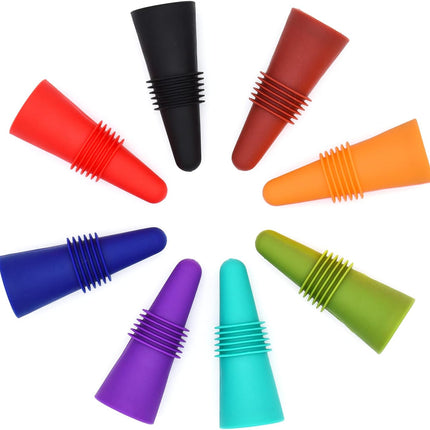 Wine Stoppers Beverage Bottle Sealer Soft Silice Wine Bottle Stoppers Corks with Grip Top for Keeping Wine Champagne Fresh, 8 Pack.