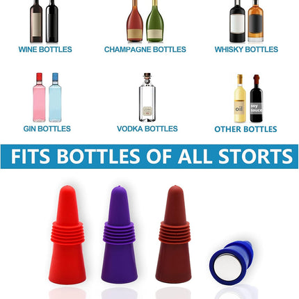 Wine Stoppers Beverage Bottle Sealer Soft Silice Wine Bottle Stoppers Corks with Grip Top for Keeping Wine Champagne Fresh, 8 Pack.