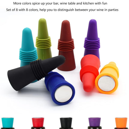 Wine Stoppers Beverage Bottle Sealer Soft Silice Wine Bottle Stoppers Corks with Grip Top for Keeping Wine Champagne Fresh, 8 Pack.