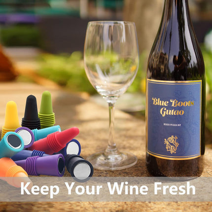 Wine Stoppers Beverage Bottle Sealer Soft Silice Wine Bottle Stoppers Corks with Grip Top for Keeping Wine Champagne Fresh, 8 Pack.
