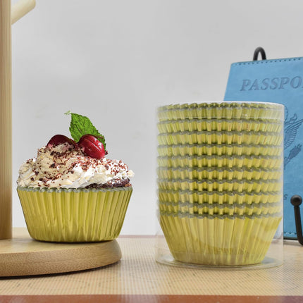 200 Pcs Gold Foil Cupcake Liners Standard Baking Cups Muffin Paper Cases.