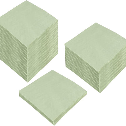 100 Pack Cocktail Napkin 2-Ply Dessert Napkins Folded 5 x 5 Inches Disposable Napkins for Dinner Wedding Birthday Party Bridal Anniversary Recepti Event (100, Sage-Green).