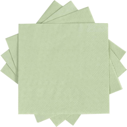 100 Pack Cocktail Napkin 2-Ply Dessert Napkins Folded 5 x 5 Inches Disposable Napkins for Dinner Wedding Birthday Party Bridal Anniversary Recepti Event (100, Sage-Green).