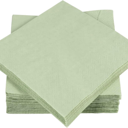 100 Pack Cocktail Napkin 2-Ply Dessert Napkins Folded 5 x 5 Inches Disposable Napkins for Dinner Wedding Birthday Party Bridal Anniversary Recepti Event (100, Sage-Green).