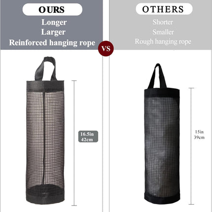 Plastic Bag Holder, Grocery Bag Holder Mesh Hanging Storage Bag Dispenser (Black 2 Packs).