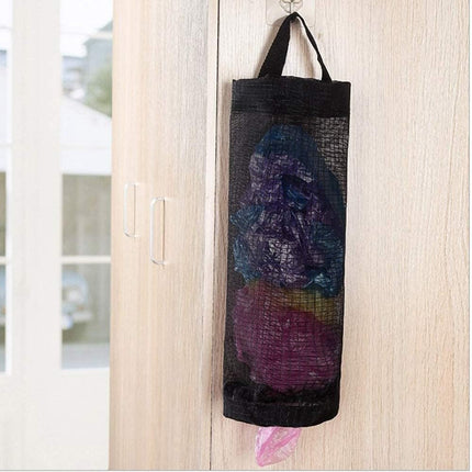 Plastic Bag Holder, Grocery Bag Holder Mesh Hanging Storage Bag Dispenser (Black 2 Packs).