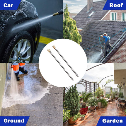 Pressure Washer Extension Wand, 17 Inch Stainless Steel with 1/4" Quick Connect Power Washer Lance, 2 Pack.