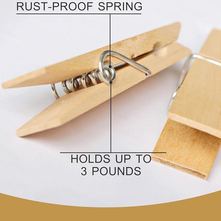 Clothes Pins, Sturdy and Heavy Duty Natural Wood Clips Wooden Clothespins for Hanging Clothes Photo Pictures Crafts Small Classroom Decorative Peg, 30 PCS.