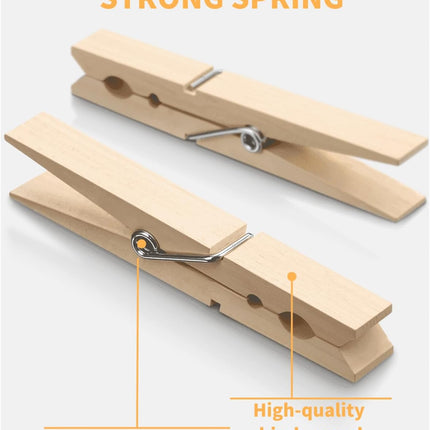 Large Clothes Pins Wooden Clothespins, 4 Inch 48 Pack Heavy Duty Outdoor Pegs, Clothing Hanging Laundry Close Pin Chip Clips Cheer Pins for Bags Photo Picture Artwork Crafts Display.