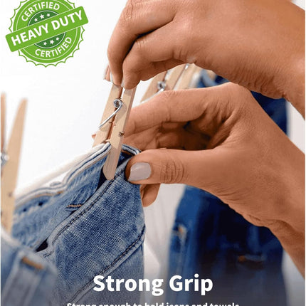Large Clothes Pins Wooden Clothespins, 4 Inch 48 Pack Heavy Duty Outdoor Pegs, Clothing Hanging Laundry Close Pin Chip Clips Cheer Pins for Bags Photo Picture Artwork Crafts Display.