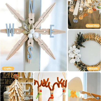 Large Clothes Pins Wooden Clothespins, 4 Inch 48 Pack Heavy Duty Outdoor Pegs, Clothing Hanging Laundry Close Pin Chip Clips Cheer Pins for Bags Photo Picture Artwork Crafts Display.