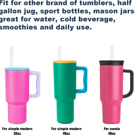 10 Pcs Replacement Straw for Stanley Cup 40 oz 30 oz 64 oz Tumbler, Dishwasher Safe Clear Reusable lg Straws with Cleaning Brush for Stanley Adventure Tumbler Accessories.