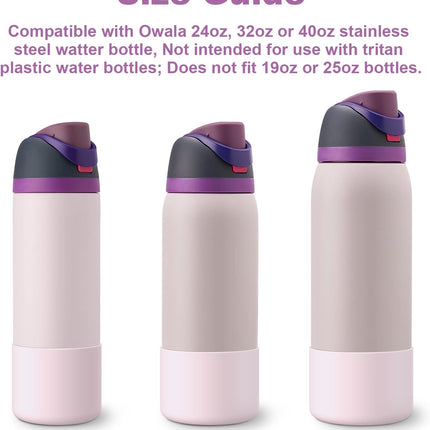Silice Boot for Owala Water Bottle 24 oz 32 oz 40 oz, 2PCS Anti-Slip Protective Sleeve for FreeSip/Twist/Flip Water Bottles, BPA Free, Dishwasher Safe, Bottom Bumper Cover Cup Accessories.