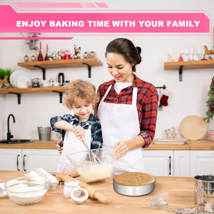 8 Inch Cake Pan Set of 2, Stainless Steel Round Layer Cake Baking Pans Tins, Non-Toxic & Healthy, Leak-proof & Easy Clean & Dishwasher Safe.