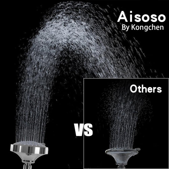 Shower Head High Pressure Rain Fixed Showerhead 5-Setting with Adjustable Metal Swivel Ball Joint - Relaxed Shower Experience Even at Low Water Flow & Pressure.