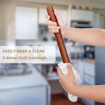French Rolling Pin, 17.7 Inches Wood Rolling Pin for Baking Extra Lg Thickened, Classic Wooden Dough Roller for Fdant Pizza Pie Crust Cookie Pastry, Essential Kitchen Utensil, Brown.