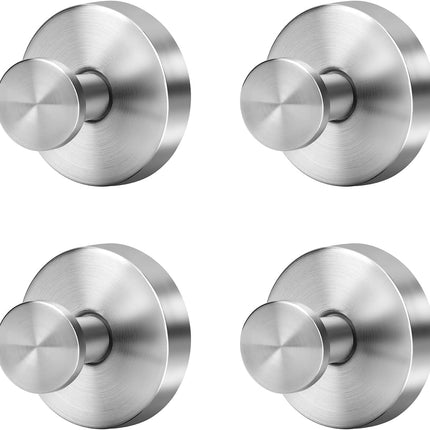 Silver Sucti Cup Hooks for Shower Waterproof - No Drill Stainless Steel Towel Hooks for Bathroom Wall, Kitchen, Glass, Mirror, Tile - Ideal for Hanging Towels, Robes, and Loofahs(4 pcs).