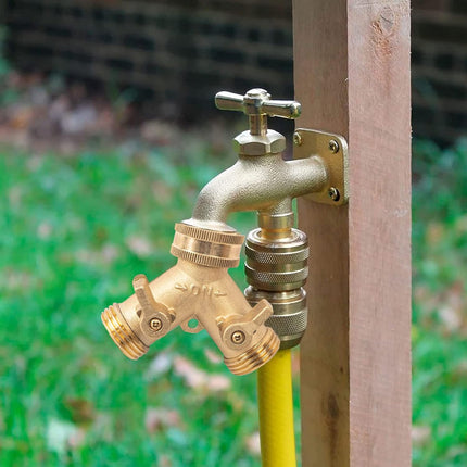 Hose Splitter, Garden Hose Splitter Heavy Duty 2 Way, Solid Brass Water Hose Y Splitter 2 Valves with 2 Extra Rubber Washers.