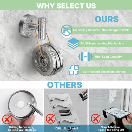 2 Pack Heavy Duty Sucti Cup Hooks - No Drill Shower Hooks for Bathroom, Kitchen & Glass Doors, Wall-Mounted Towel Holder, Hanging Hanger for Robes, Strg Hold  Tile, Window, Mirrors - Silver.