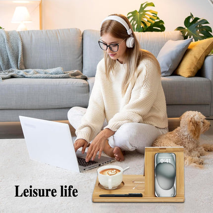 Bamboo Book Holder, Triangle Book Holder Stand with Acrylic Picture Frame, Book Rest with Cup Holder, Tablet and Kindle Stand, Book Lovers Gifts, Bookish Gifts, Bamboo Book Rest Stand.