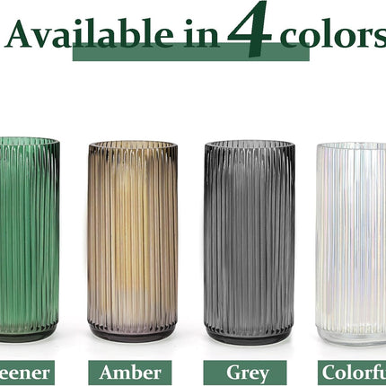 Flower Vase 7.6 Inch Grey Thickened Glass Vase for Lego Flowers,Bookshelf,Dinner Table,Office Desktop,Meeting Room,Bathroom,Countertop,Home Christmas Day Decorati.
