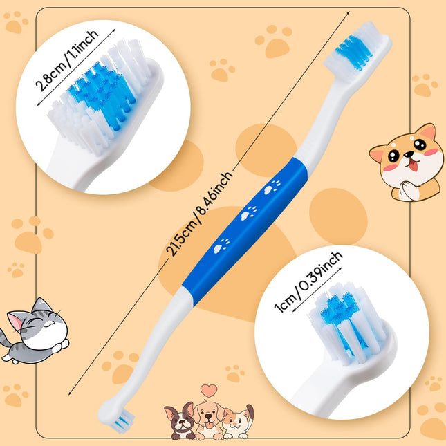 Petluno Pet Toothbrush for Dogs, Cats, Double Headed with Soft Bristles, Easy Teeth Cleaning, Non Slip Dog Toothbrushes in Bulk (Pack of 6) 6 Pcs.