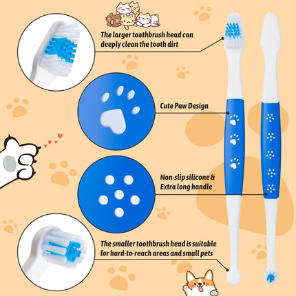 Petluno Pet Toothbrush for Dogs, Cats, Double Headed with Soft Bristles, Easy Teeth Cleaning, Non Slip Dog Toothbrushes in Bulk (Pack of 6) 6 Pcs.