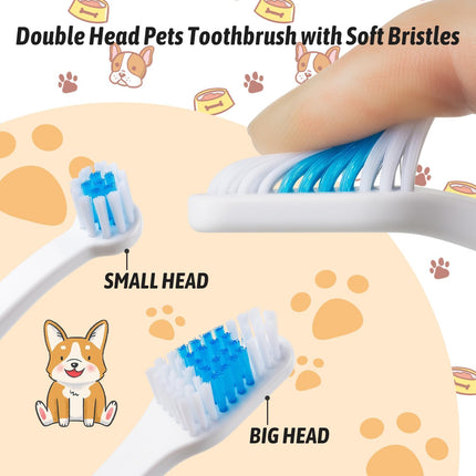 Petluno Pet Toothbrush for Dogs, Cats, Double Headed with Soft Bristles, Easy Teeth Cleaning, Non Slip Dog Toothbrushes in Bulk (Pack of 6) 6 Pcs.