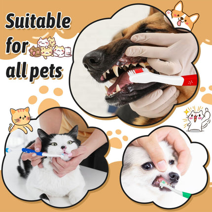Petluno Pet Toothbrush for Dogs, Cats, Double Headed with Soft Bristles, Easy Teeth Cleaning, Non Slip Dog Toothbrushes in Bulk (Pack of 6) 6 Pcs.
