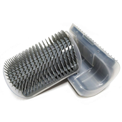 2 Pack Softer Self Groomer with Catnip Wall Corner Massage Comb Scratcher Grooming Brush Tool for Long & Short Fur Kitten Cats Dogs (Gray).