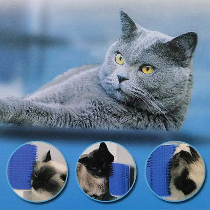 2 Pack Softer Self Groomer with Catnip Wall Corner Massage Comb Scratcher Grooming Brush Tool for Long & Short Fur Kitten Cats Dogs (Gray).