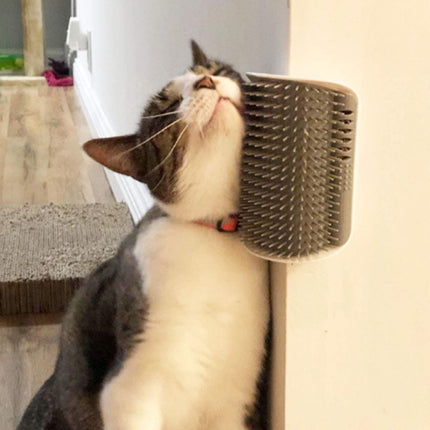 2 Pack Softer Self Groomer with Catnip Wall Corner Massage Comb Scratcher Grooming Brush Tool for Long & Short Fur Kitten Cats Dogs (Gray).