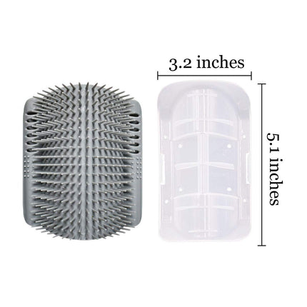 2 Pack Softer Self Groomer with Catnip Wall Corner Massage Comb Scratcher Grooming Brush Tool for Long & Short Fur Kitten Cats Dogs (Gray).