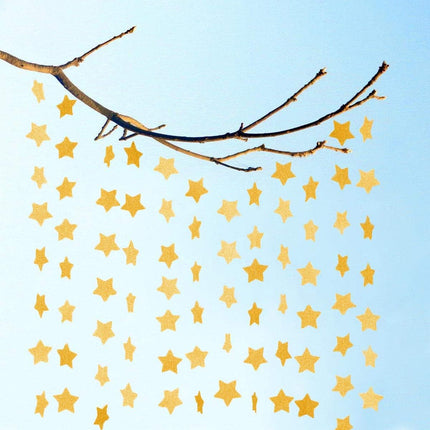 6 Pcs Gold Glitter Star Paper Garland Twinkle Bunting Banner Hanging Decorations for Christmas Birthday Party Golden Sparkling Stars Bridal Showers Wedding Baby Shower Holiday Supplies (50 Feet).