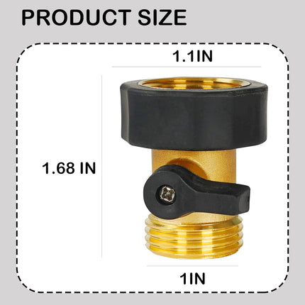 Garden Hose Shut Off Valve, 4 Pack 3/4 Inch Heavy Duty Solid Brass Garden Hose Connector, Water Shut Off Valve with 8 Extra Rubber Washers.