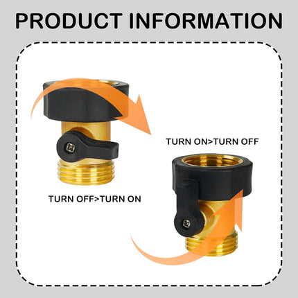 Garden Hose Shut Off Valve, 4 Pack 3/4 Inch Heavy Duty Solid Brass Garden Hose Connector, Water Shut Off Valve with 8 Extra Rubber Washers.