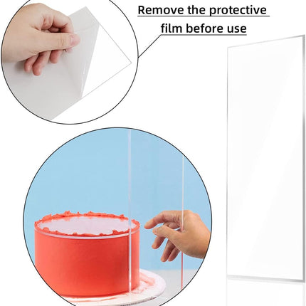 4 Pieces Large Clear Acrylic Cake Scraper Set Cakes Smoother Stripes Edge Contour Comb for DIY Icing Frosting Buttercream Cream Decorating Kitchen Baking Tool Mousse Pastry Cutter.