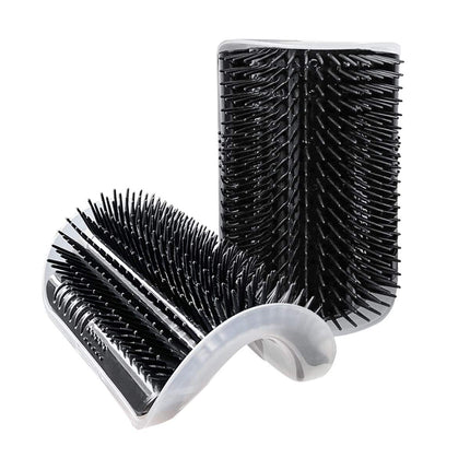 2 Pack Black Catnip Wall Massage Corner Brush for Long & Short Fur Cats and Kittens - Self Groomer Scratcher with Soft Comb.