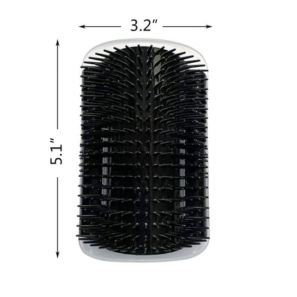 2 Pack Black Catnip Wall Massage Corner Brush for Long & Short Fur Cats and Kittens - Self Groomer Scratcher with Soft Comb.