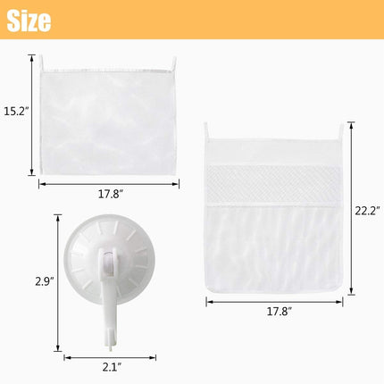 Petluno Bath Toy Organizer Mesh Storage Baby Shower Toys Bathtub Net Bag Kids Quick Dry Holder 2 X Bathroom & 6 Strong Suction Hooks (White).